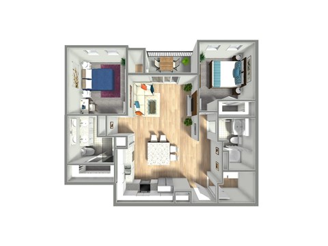 Floor plan for 2 beds, 2 baths, 1094 sqft